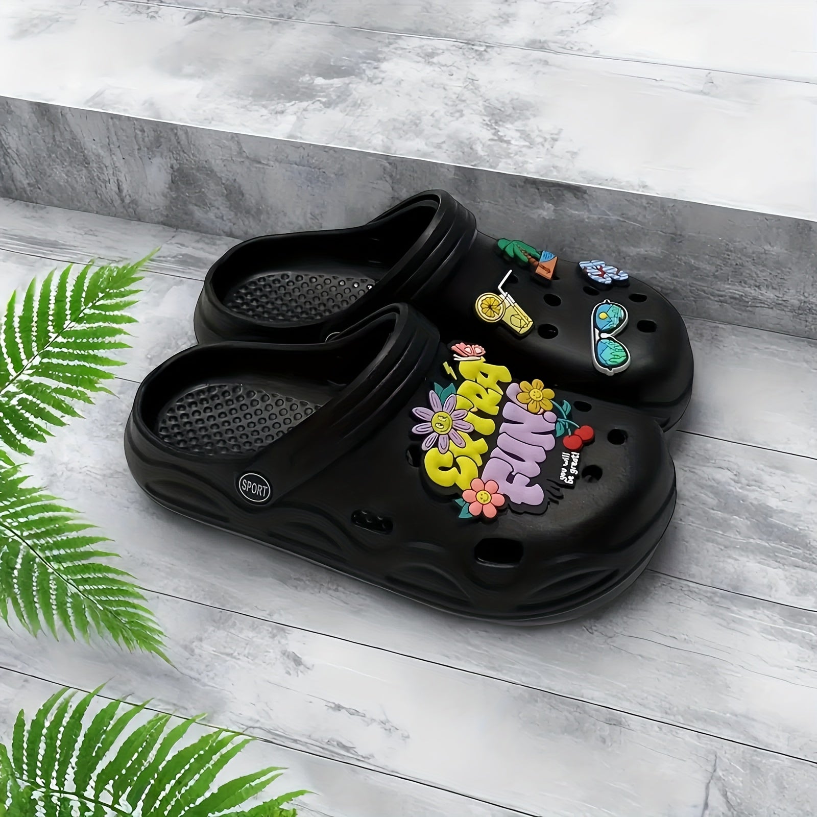 Women's EVA Flat Summer Shoes Beach Water Sandals with Accessories