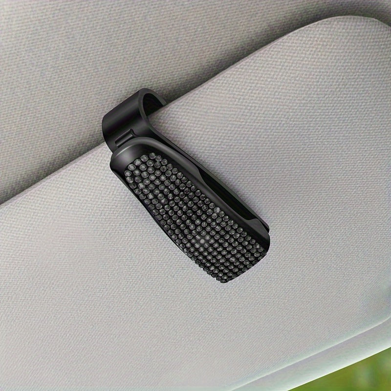 Unisex Rhinestone Car Sun Visor Clip Multi-Functional Glasses Holder