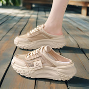 Women’s Summer Casual Sneakers with Cushioned Sole Breathable Mesh Black Khaki White