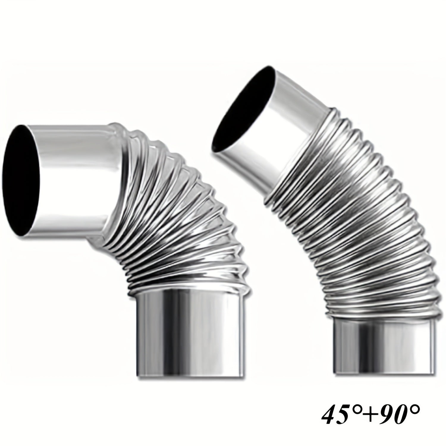 Set of 2 Stainless Steel Elbow Pipes 90-Degree Chimney Flue Connectors 5.99cm Diameter