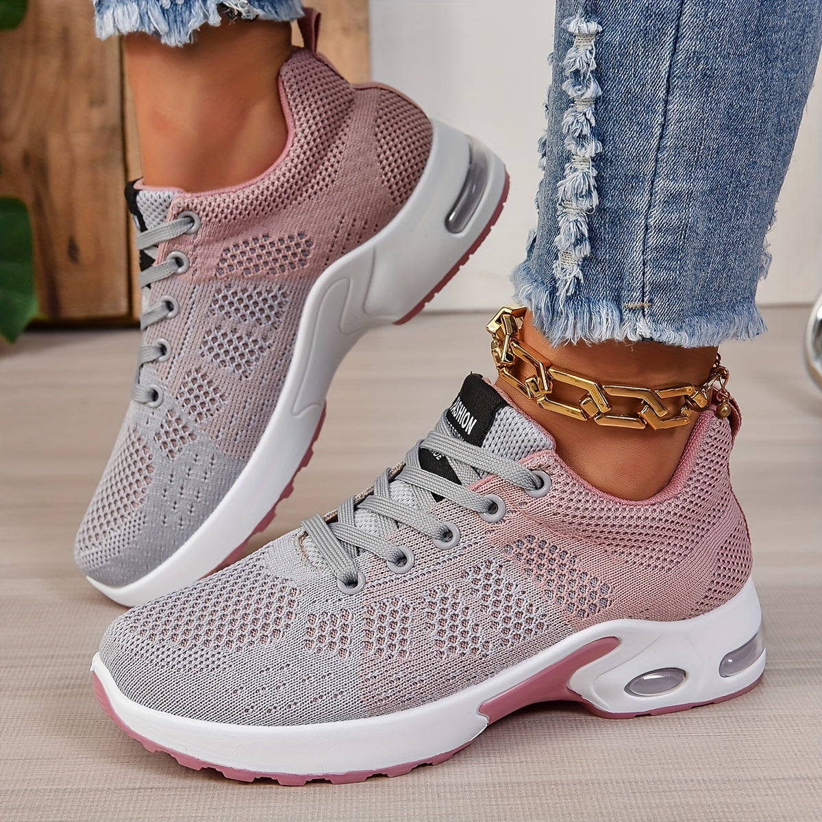 Ayollar uchun nafas oladigan, toʻqilgan pastki poyabzal, yugurish poyabzali, kundalik krossovkalar, kattaroq o'lcham