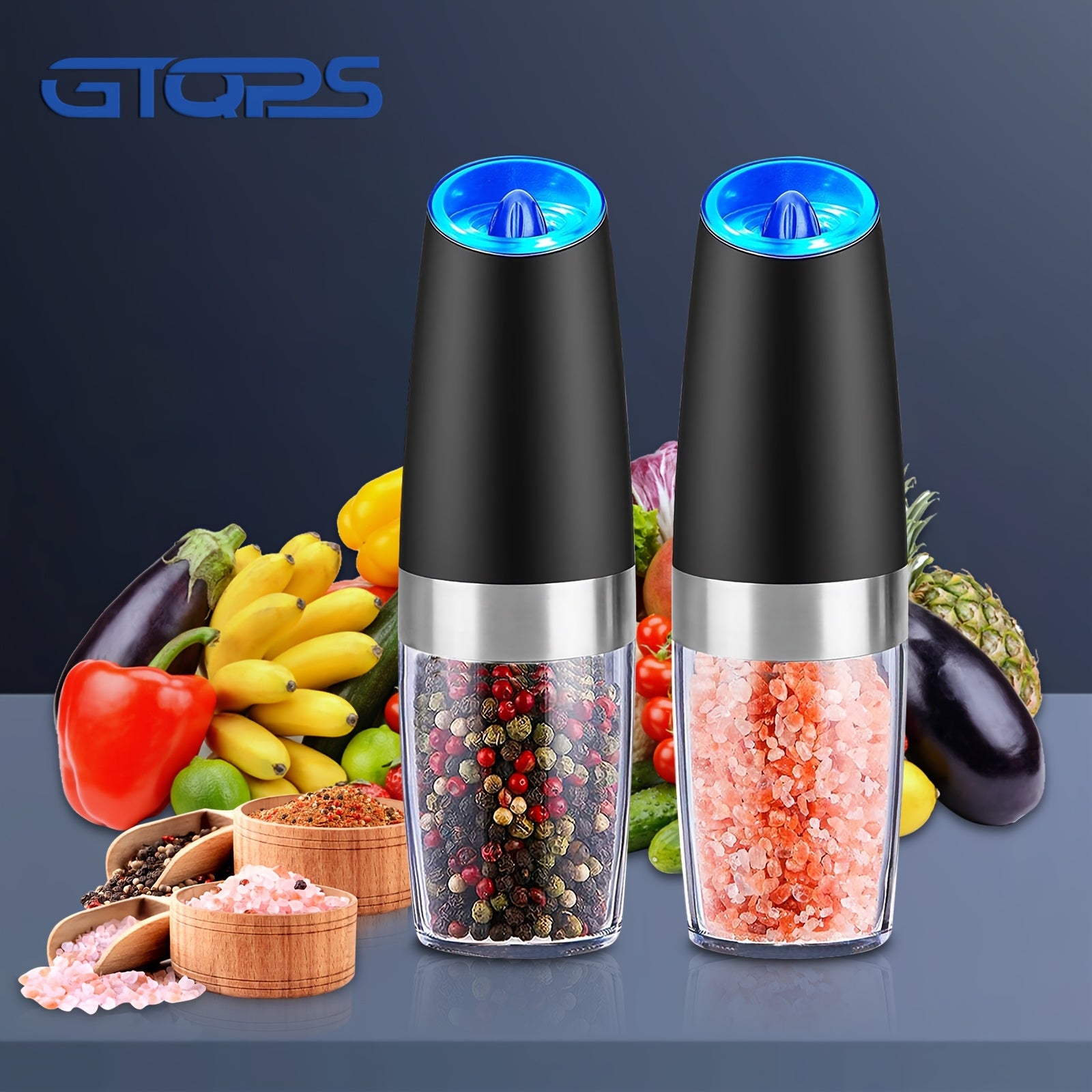 Ikki taqsimli elektr pechene va tuz maydalagich to'plami, sozlanadigan qattiqlik bilan, batareyali, LED chiroqlar, bitta qo'l bilan boshqarish, katta hajmli, yuviladigan, qora - Sevgililar kuni sovg'alariga ideal.