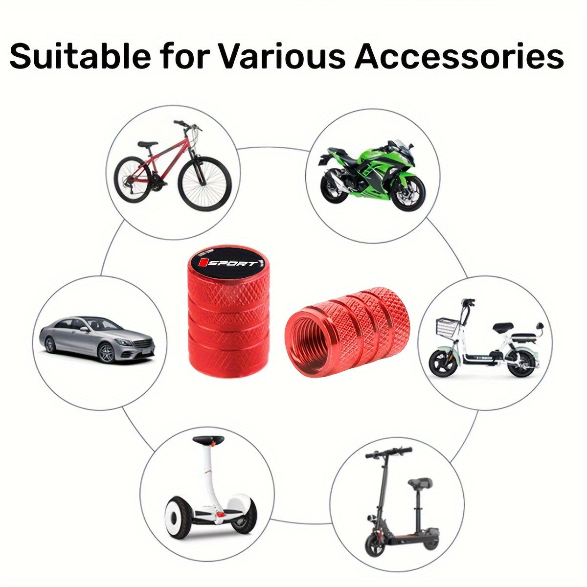 Set Of 4 Aluminum Gold Valve Stem Caps Car Tire Accessories