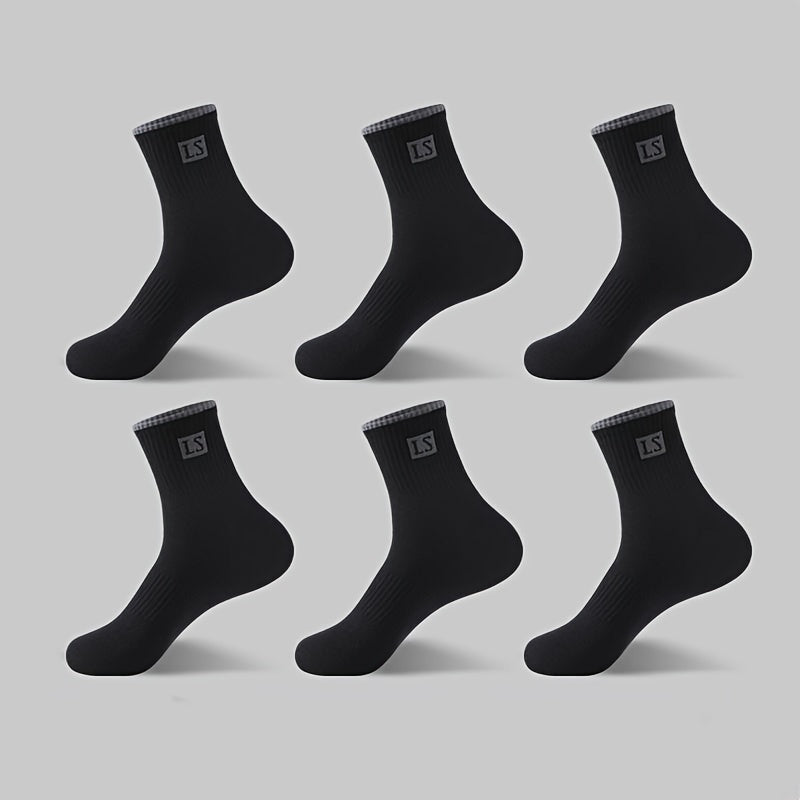 Men's Cotton Blend Crew Socks 6 Pairs Anti-Odor Sweat Absorbent Sports