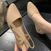 Women's Quilted PVC Sandals with Ankle Strap and Pointed Toe