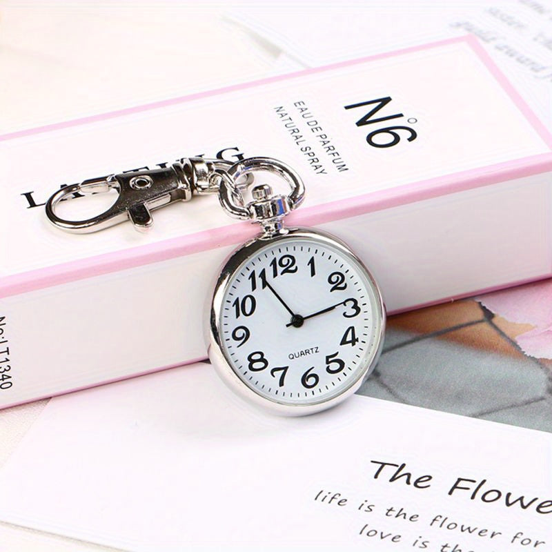 Large Transparent Pocket Watch Keychain for Nurses Students Exams Quartz Movement