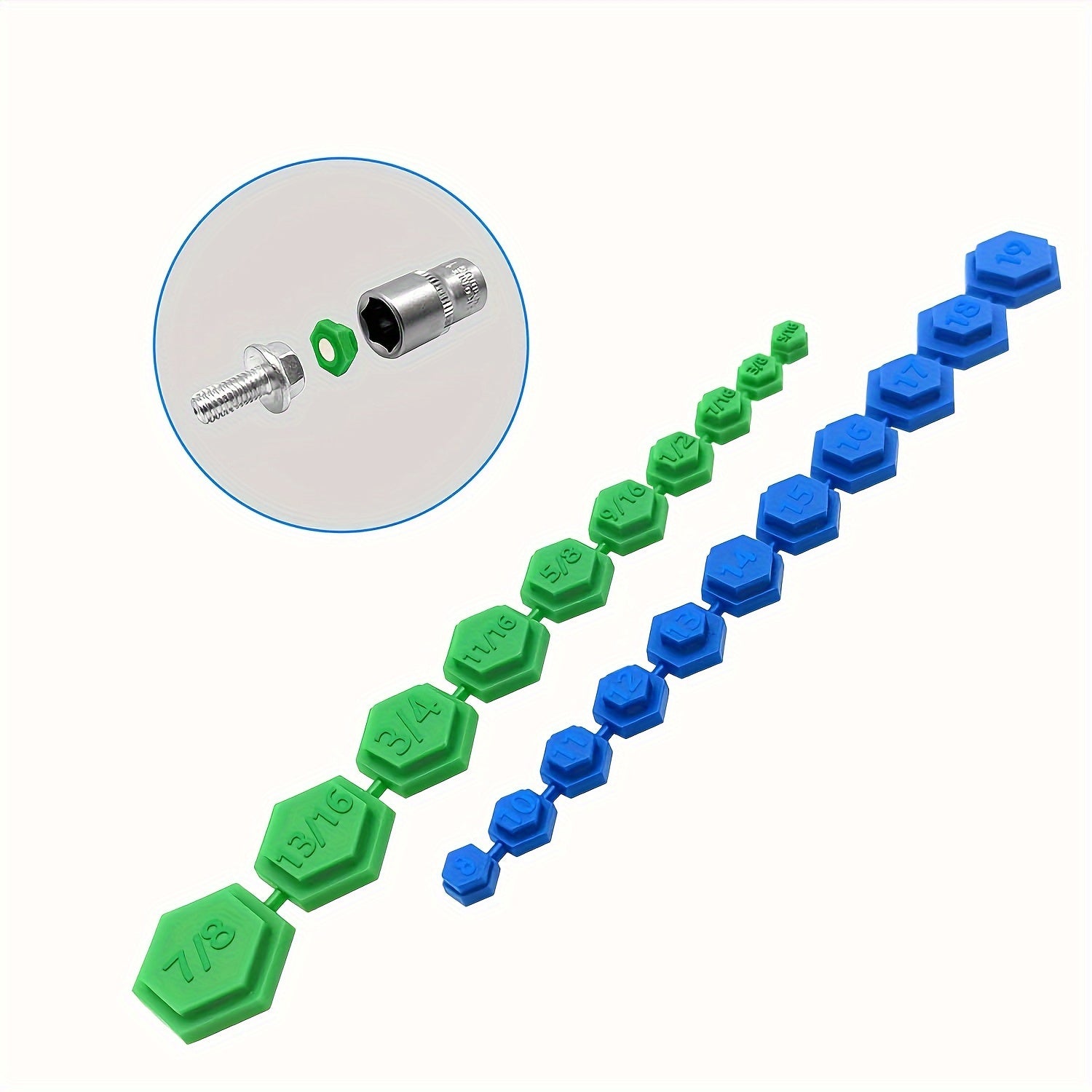 21 dona Magnitli Soket Qo'shish Vositalari To'plami SAE Metriya Sakkizburchak O'lchamlari Turli Hajmda