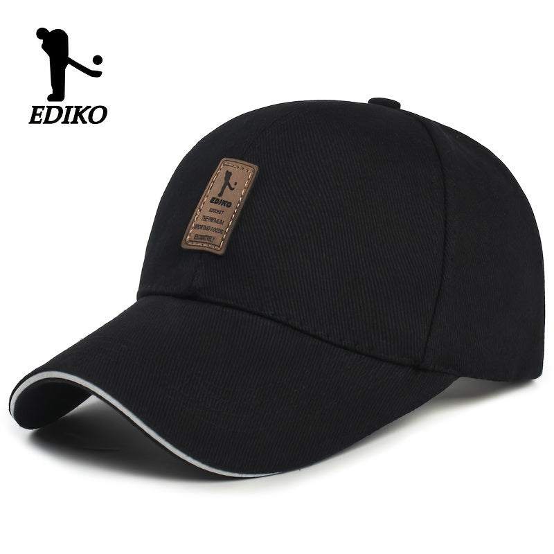 Unisex Black Cotton Baseball Cap Sun Protection Outdoor Casual Sports Adjustable