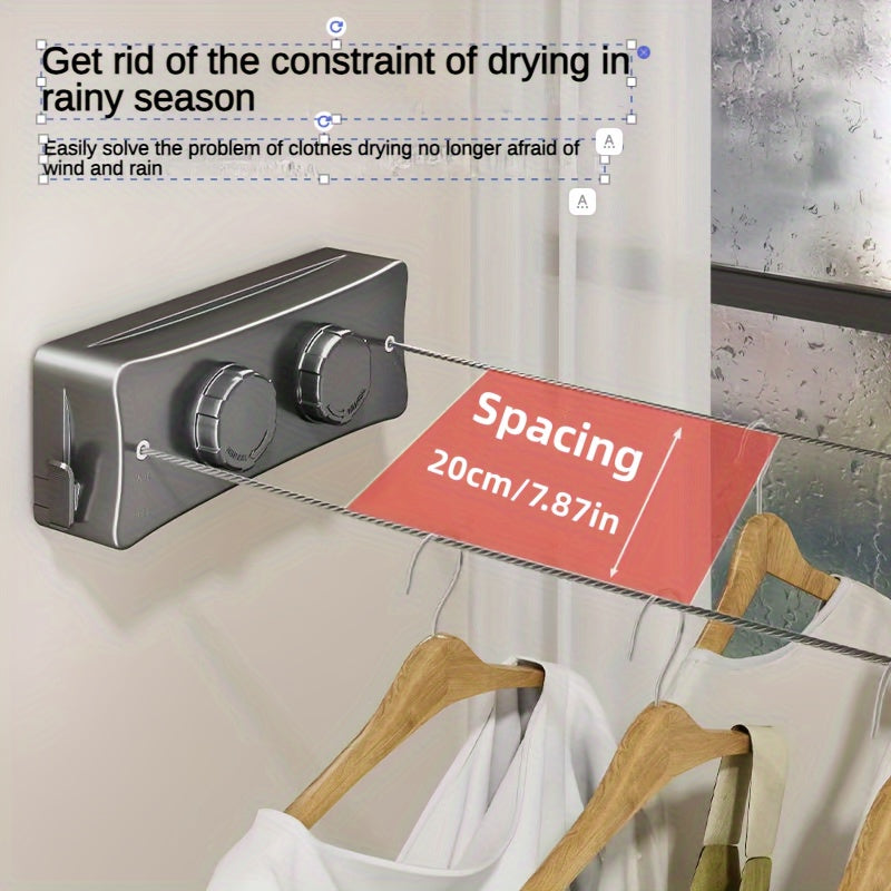 Adjustable 5.1m Stainless Steel Retractable Clothesline for Indoor Balconies