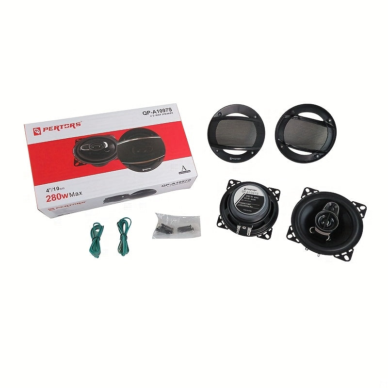 10.16 cm 280W 3-Way Car Coaxial Speaker with Touchpad Control Hi-Res Audio Flush Mount Stereo