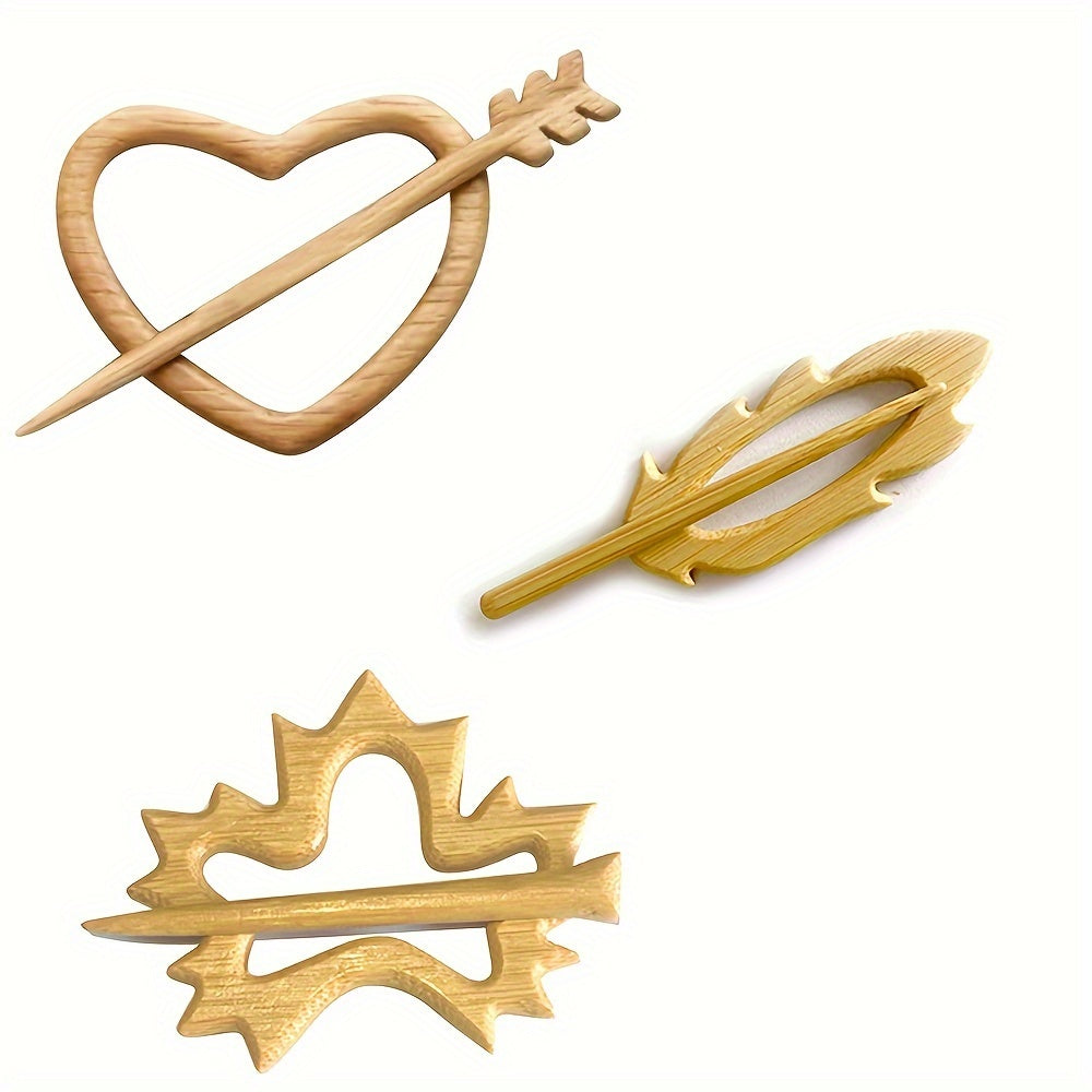 Ayollar va bolalar uchun 3 ta qoʻlda tayyorlangan yogʻoch hayvonlar broshuralari toʻplami