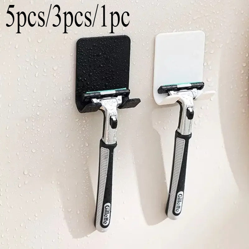 Adhesive Razor Holder Wall Mounted Bathroom Organizer Black 1/3/5 Pcs