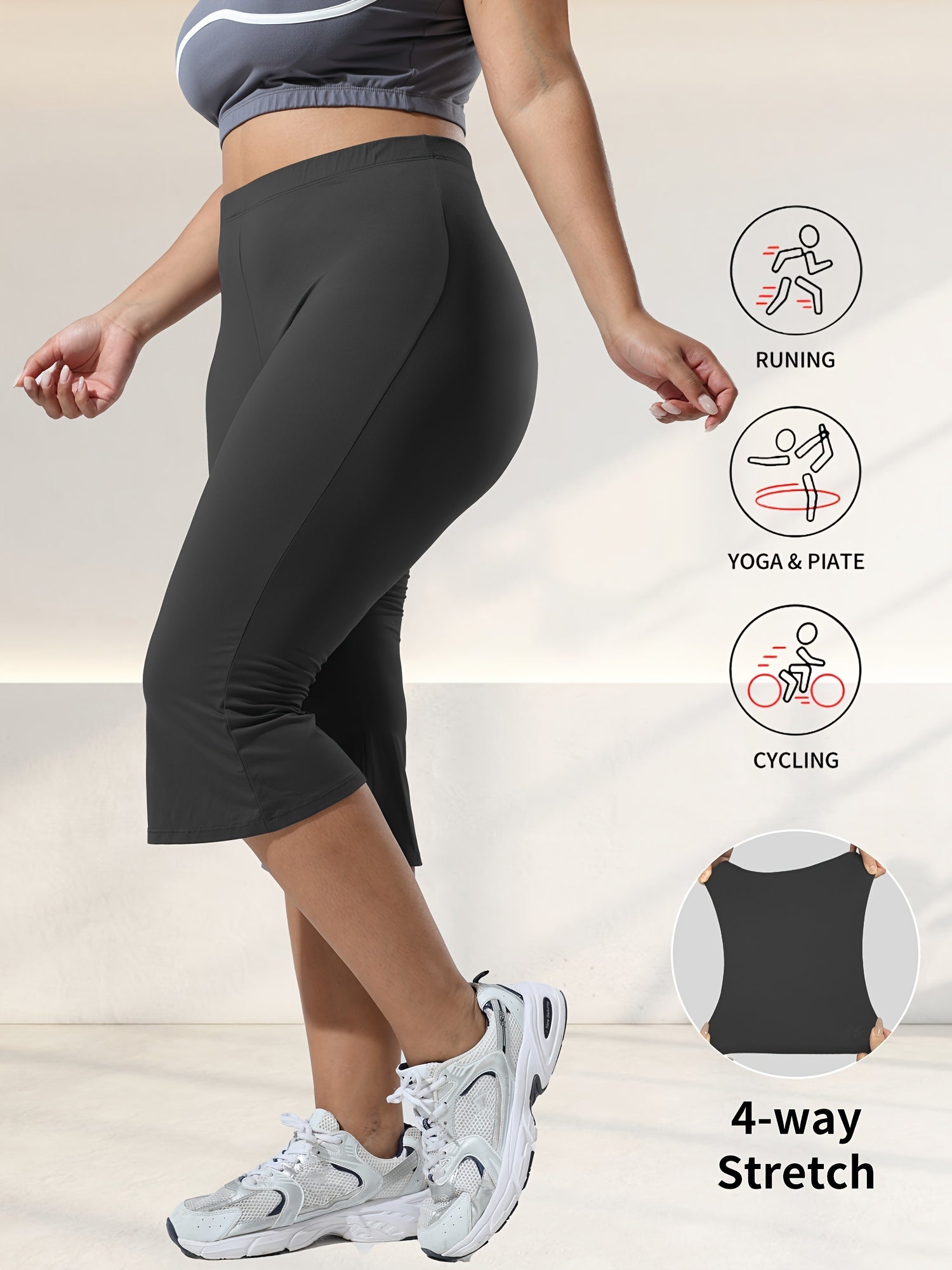 Women's Flare Pants Three-Quarter Waist Yoga Running Summer Pack