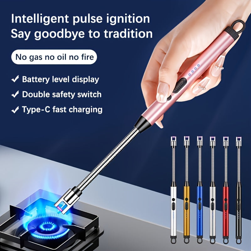 Rechargeable USB Arc Lighter Black Windproof Outdoor Indoor Candle Cooking