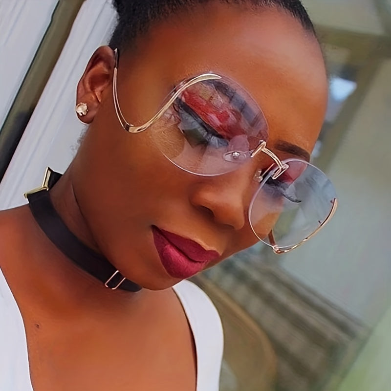 Unisex Rimless Gradient Sunglasses for Women and Men UV Protection Fashion