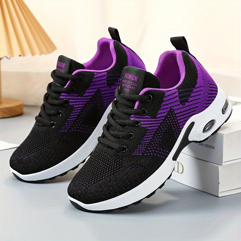 Zapatillas casuales de colorblock para mujer con cordones, ligeras, para caminar, talla grande