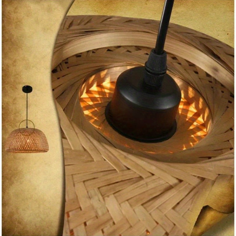Pantalla de lámpara colgante de bambú Art Deco con acabado metálico para cafetería y decoración del hogar Pack de 1