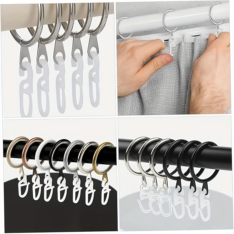 40 Plastic Drapery Hooks with Ceiling Track Sliders and Foldable Holdbacks for Bathroom and Room