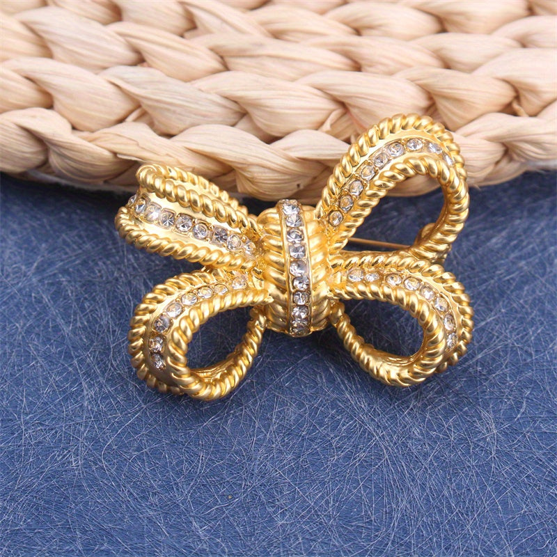 Rhinestone Bow Brooch for Women Jewelry Accessories Elegant Pin Gift