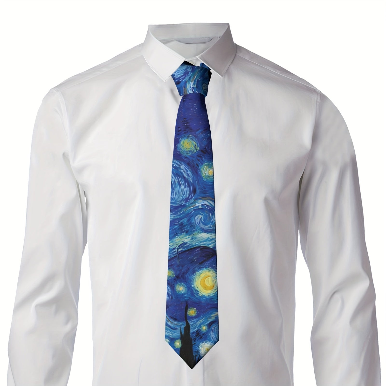 Men's Starry Night Oil Painting Tie Polyester Business Dress Tie