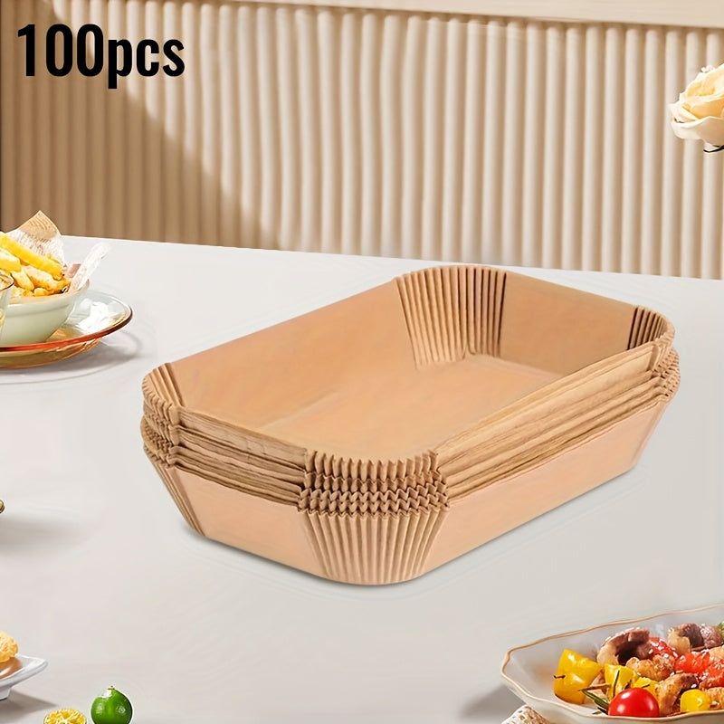 Silicone Air Fryer Liners Rectangular Non-Stick Disposable Baking Sheets 50 or 100 Pieces