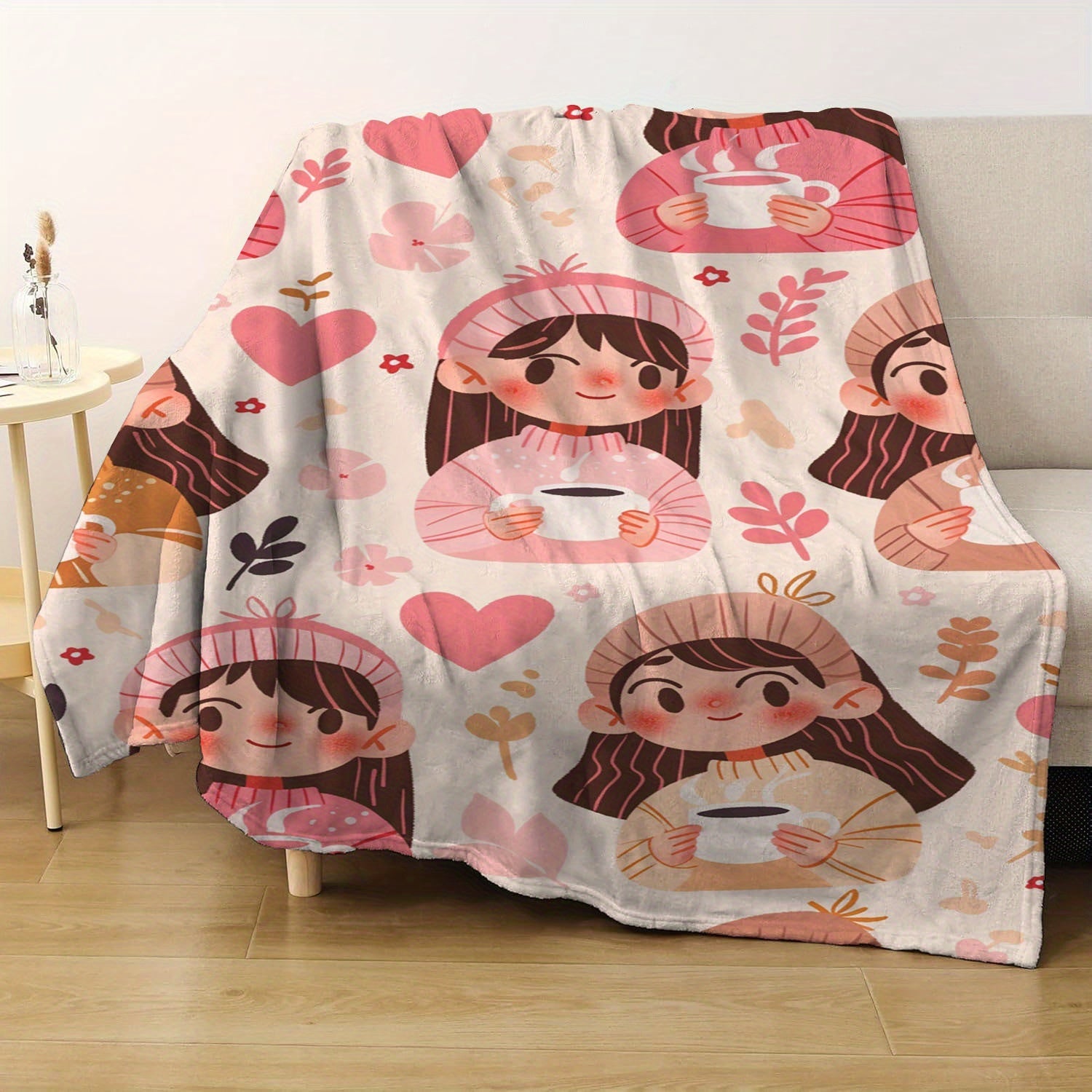 Digital Print Flannel Fleece Throw Blanket Hypoallergenic Cozy for Travel Camping Napping