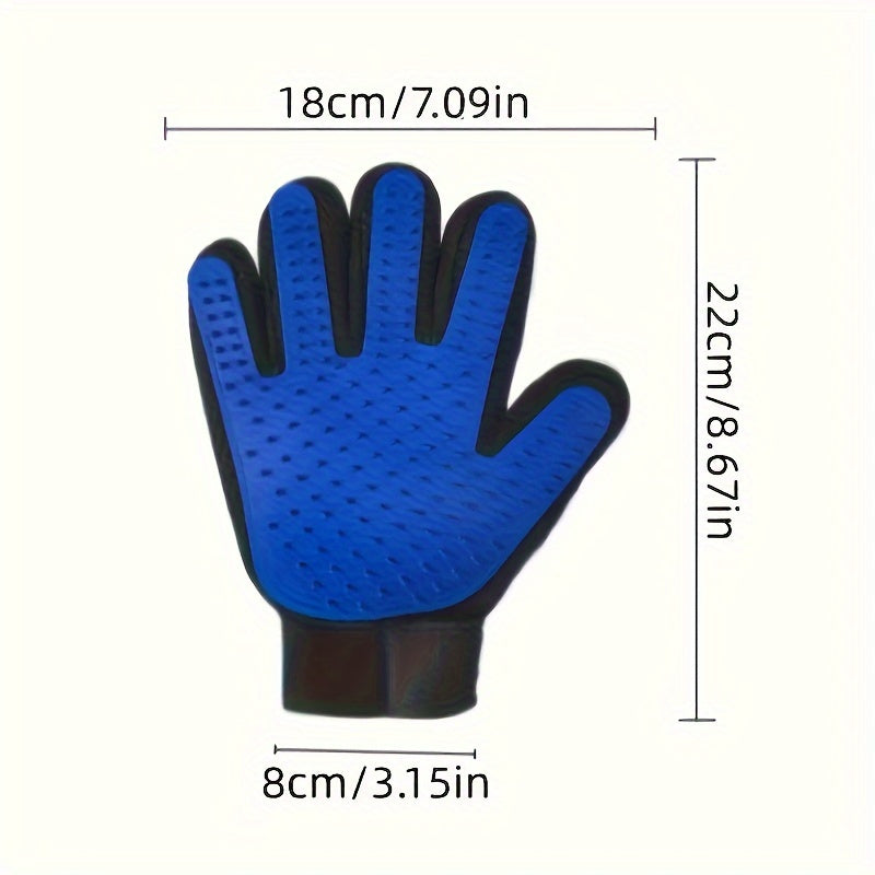 Pet Grooming Gloves for Dogs and Cats Silicone Deshedding Brush Five Finger Blue