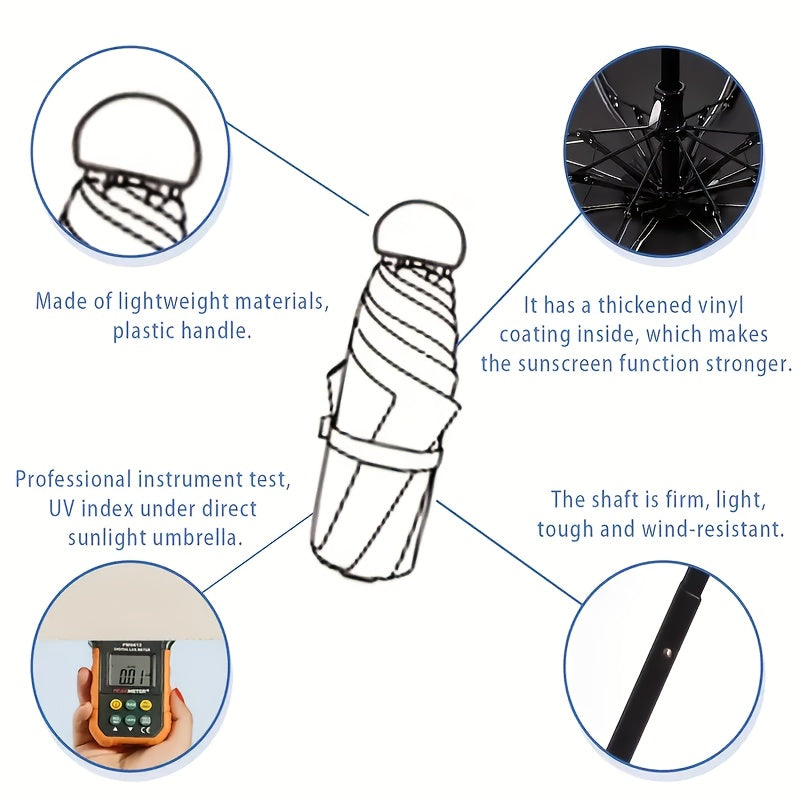 6-Rib Foldable Waterproof Pongee Umbrella with Plastic Handle and Storage Box