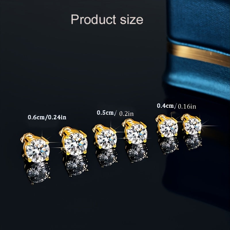 Gold Plated Moissanite Stud Earrings for Women Sterling Silver Copper Posts