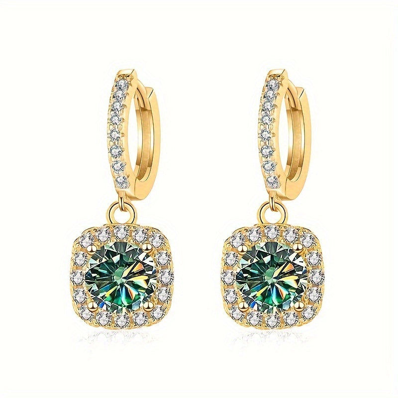 Серебряные серьги-капли с моиссанитом для женщин, 6,5 мм, позолота, элегантные украшения