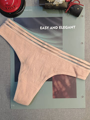 Panties tanga de tiro bajo con ribete negro para mujer