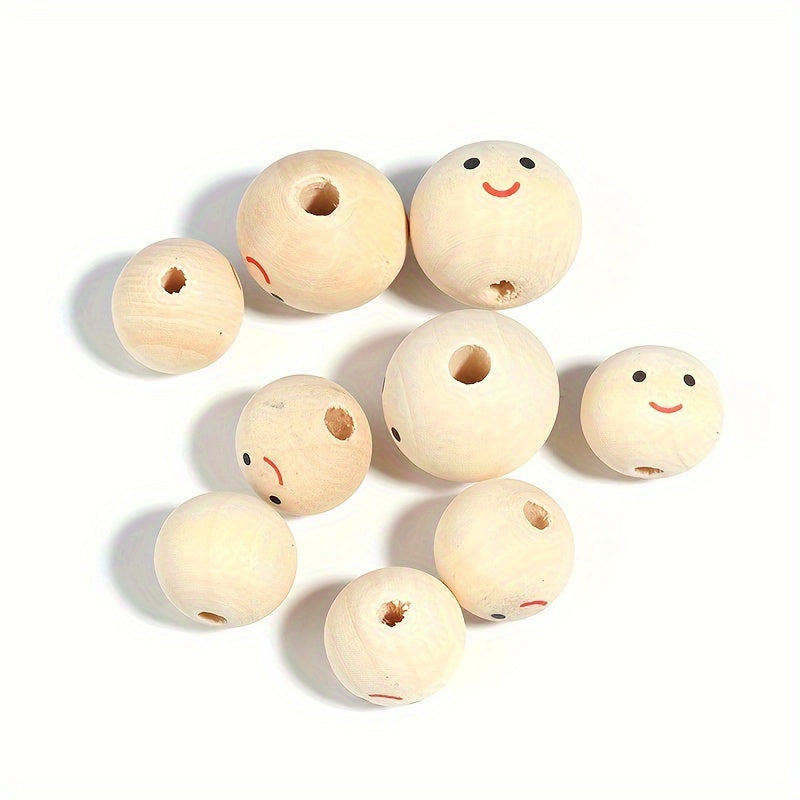 Wooden Beads with Doll Head and Smile Face, Pack of 20 25 or 30
