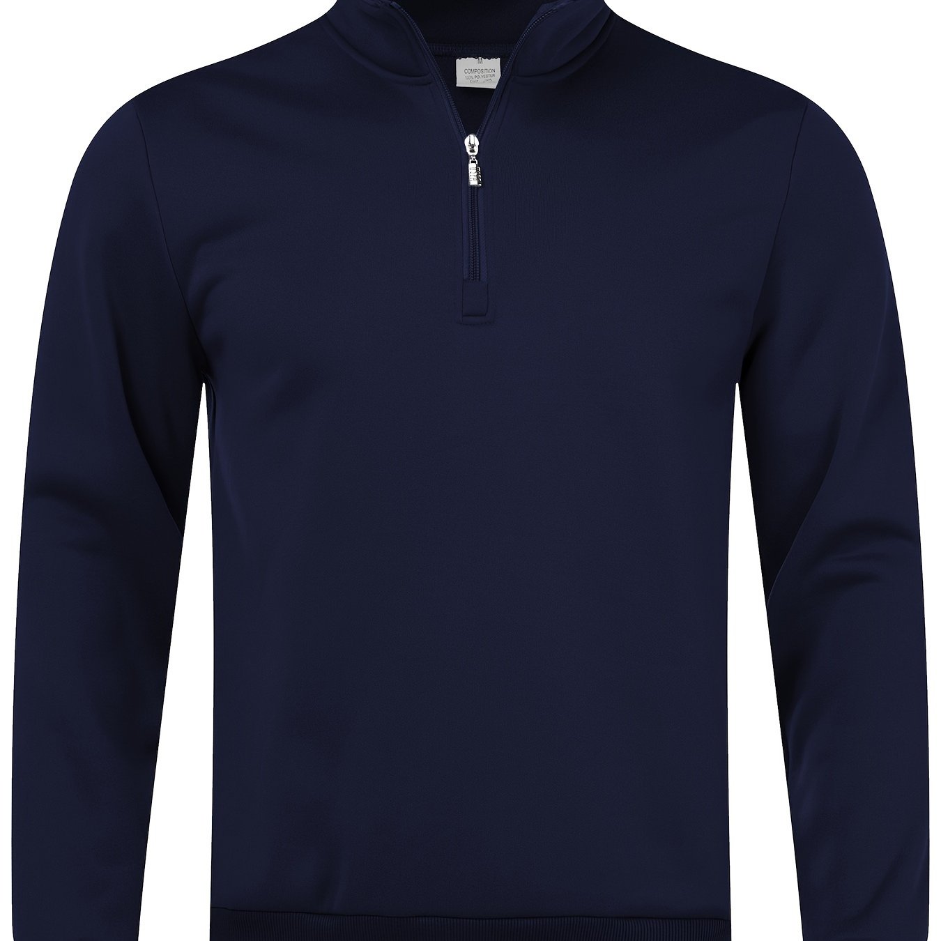 Men's Slim Fit Black Fleece Pullover with Quarter Zip Mock Neck Casual Long Sleeve Polyester