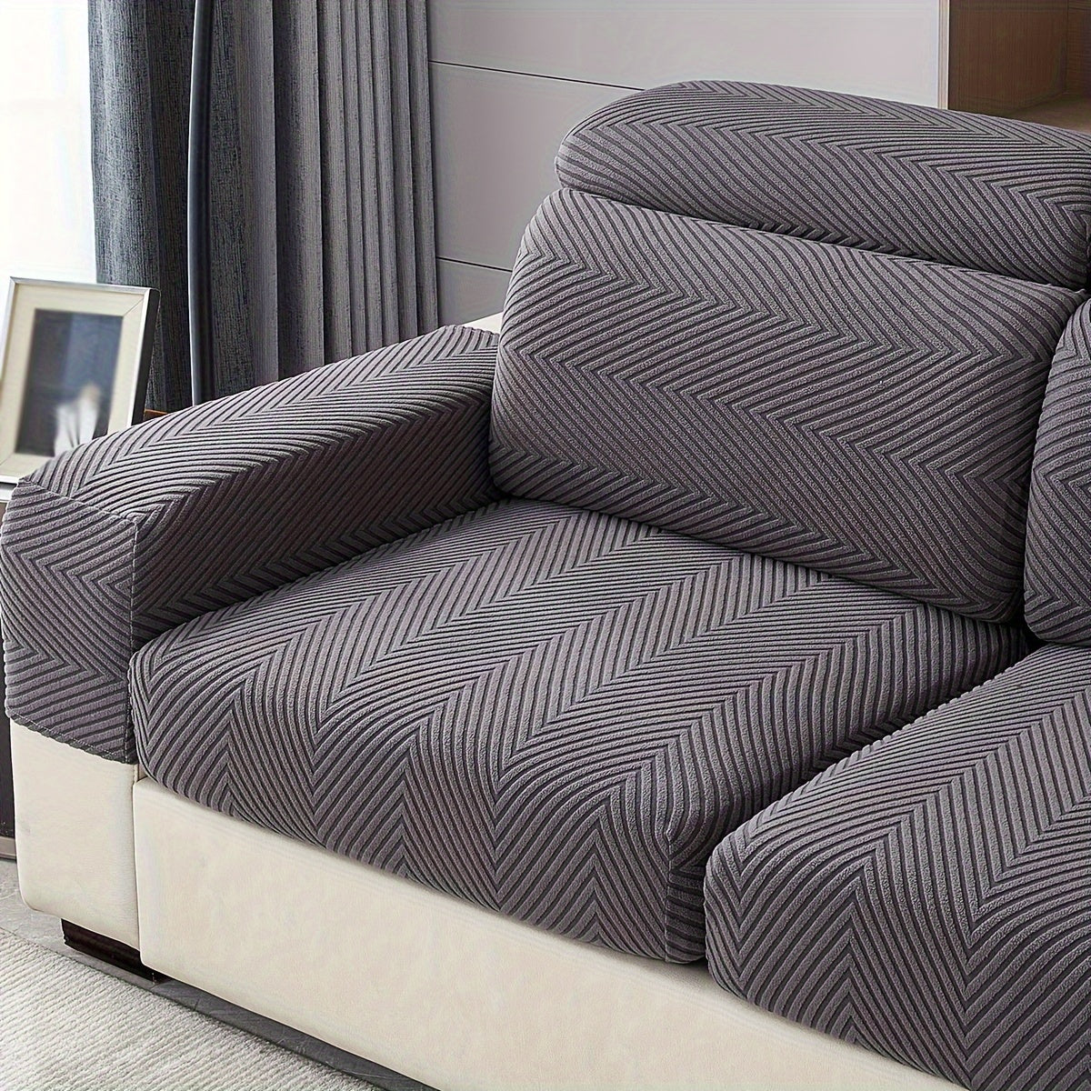 Waterproof Sofa Cover Elastic Stretch Jacquard Argyle Pattern for Home or Office
