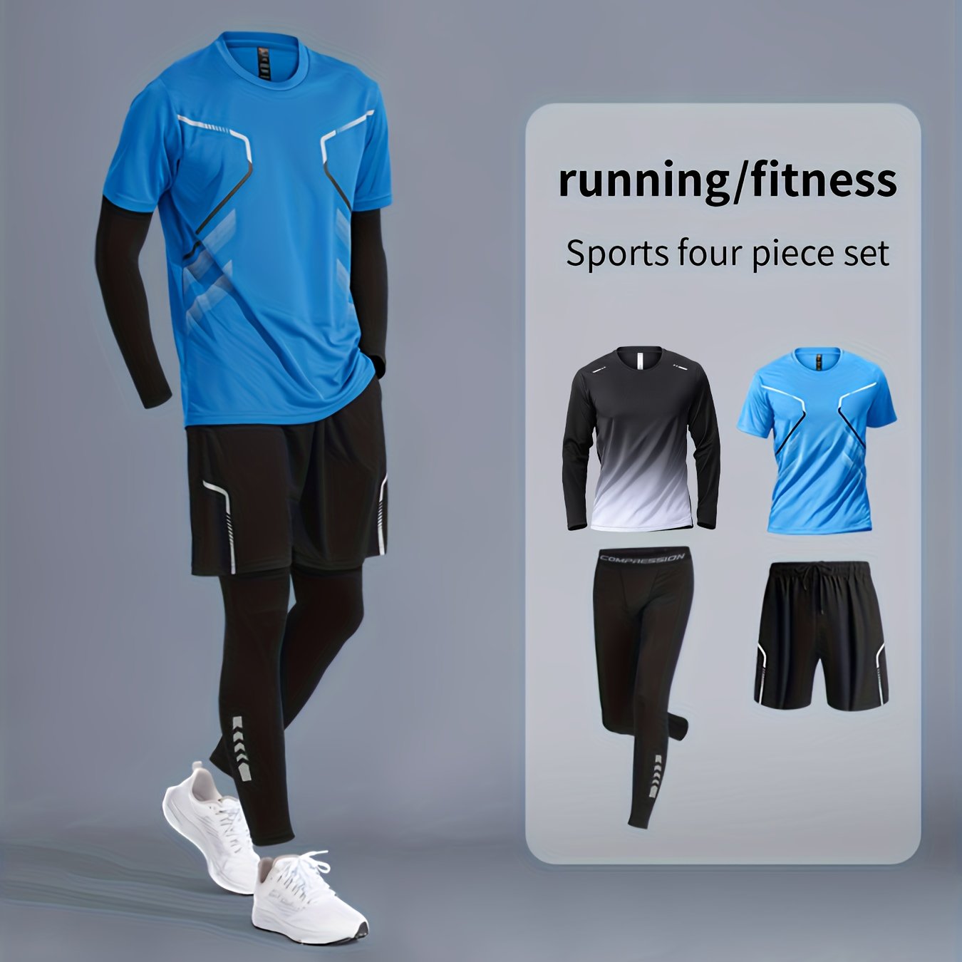 Men's Sportswear Set for Running and Gym Quick-Dry Polyester All Seasons