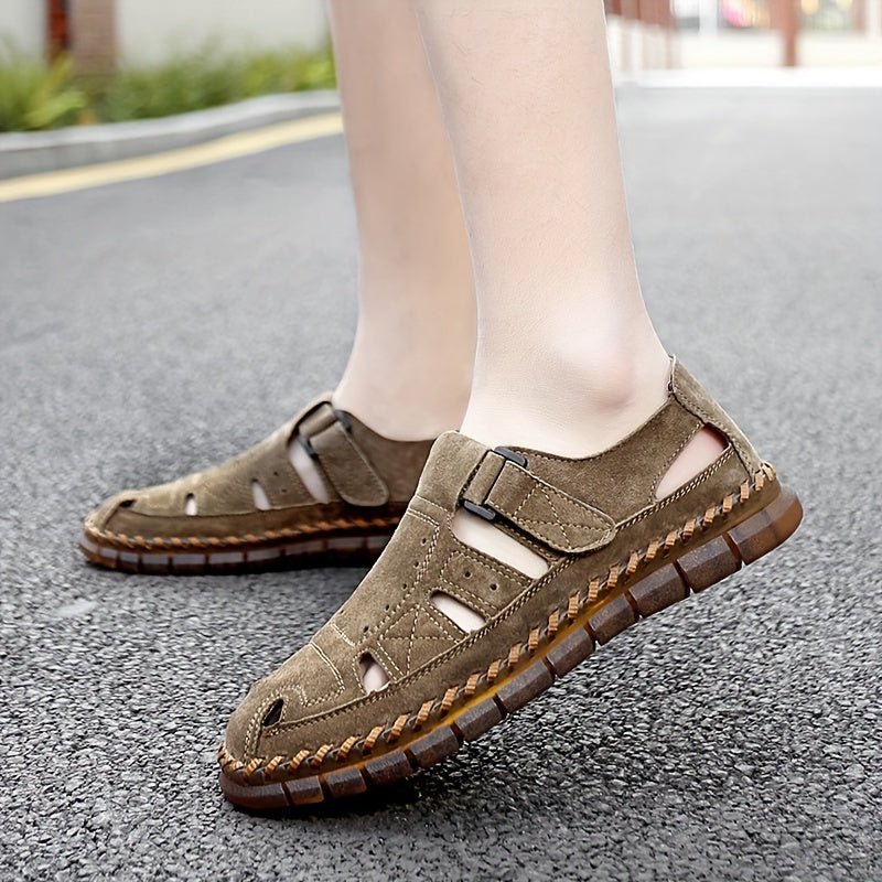 Men's Breathable Hollow Out Closed Toe Sandals with Adjustable Straps for Outdoor Activities