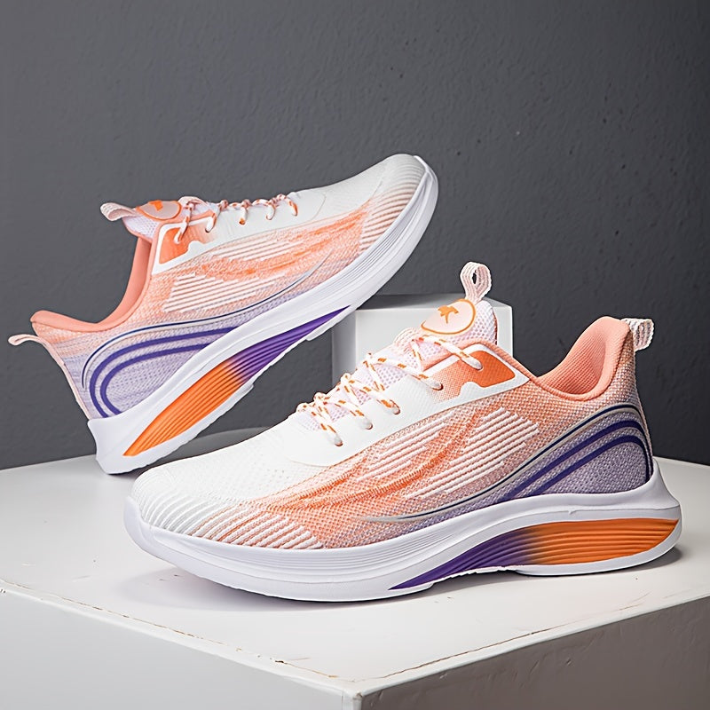 Women's Colorblock Casual Sneakers Breathable Fabric Lightweight Running Shoes