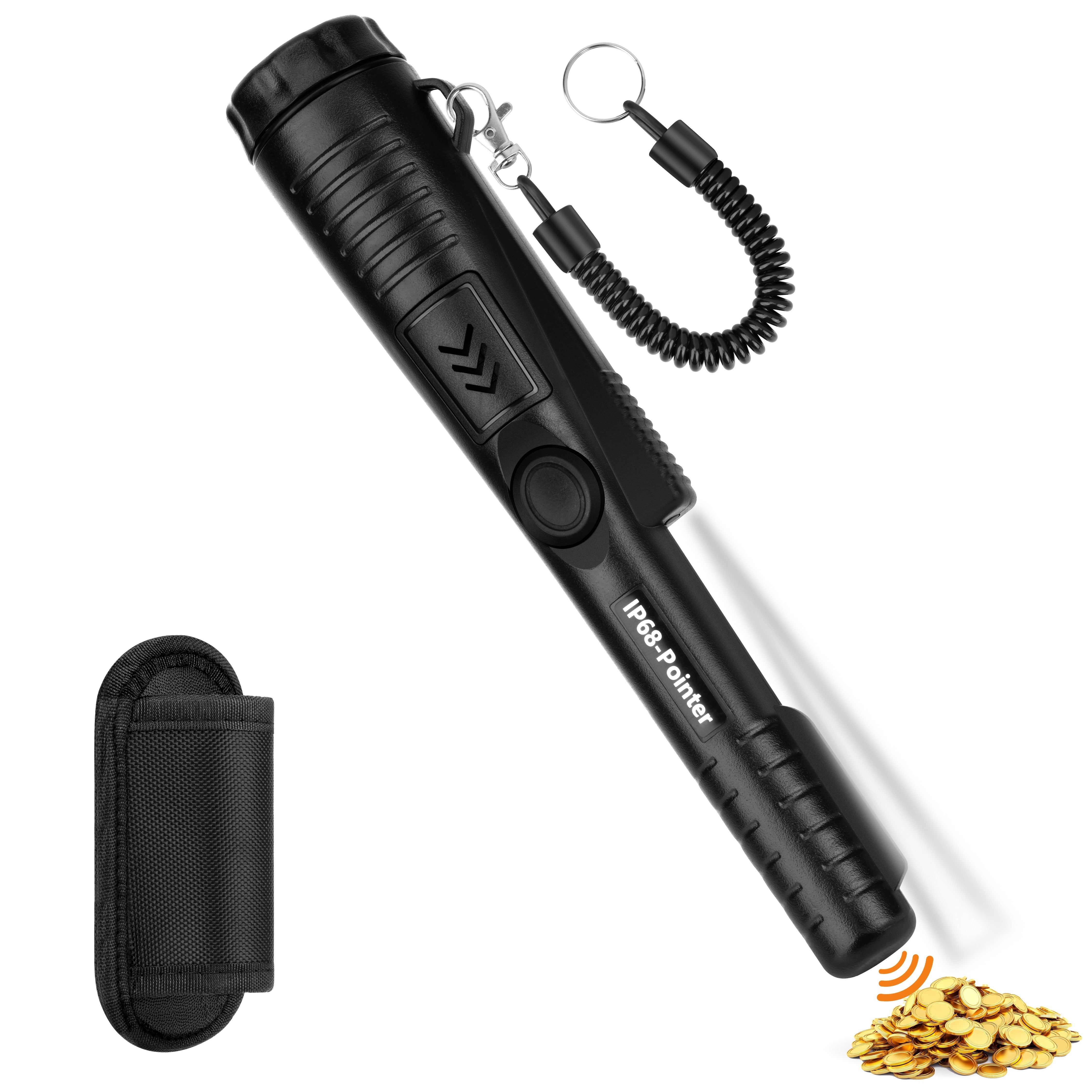 Handheld Metal Detector Pinpointer with 360° High Sensitivity Portable Sand Shovel Battery Powered