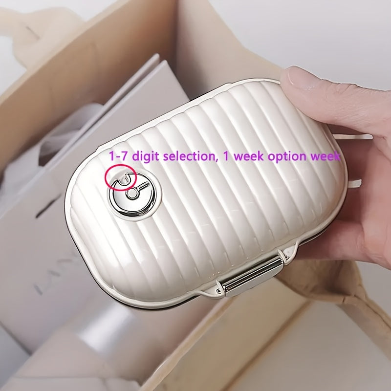 Portable Weekly Pill Organizer with Seven Sealed Compartments for Travel