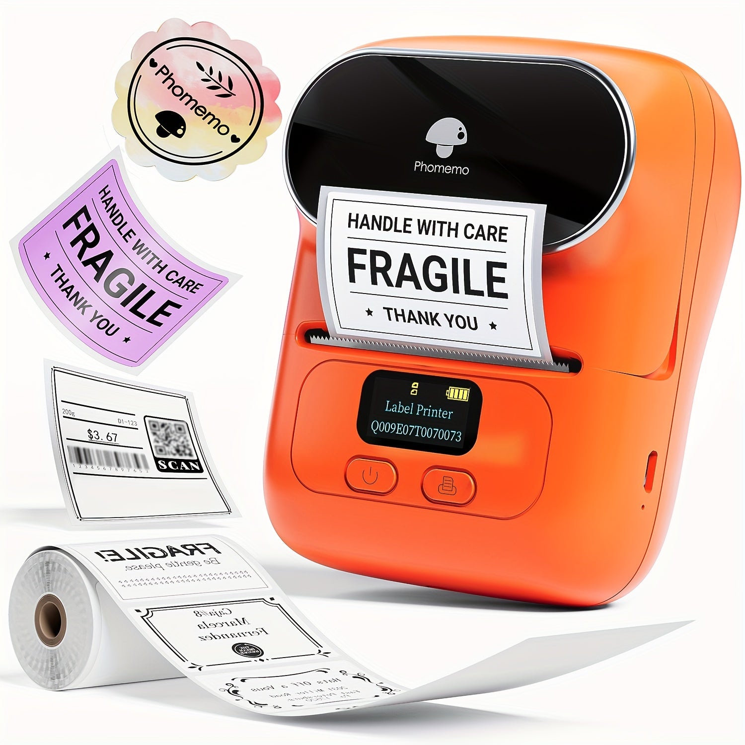 Thermal Label Printer Portable Wireless for Product Address Small Business DIY