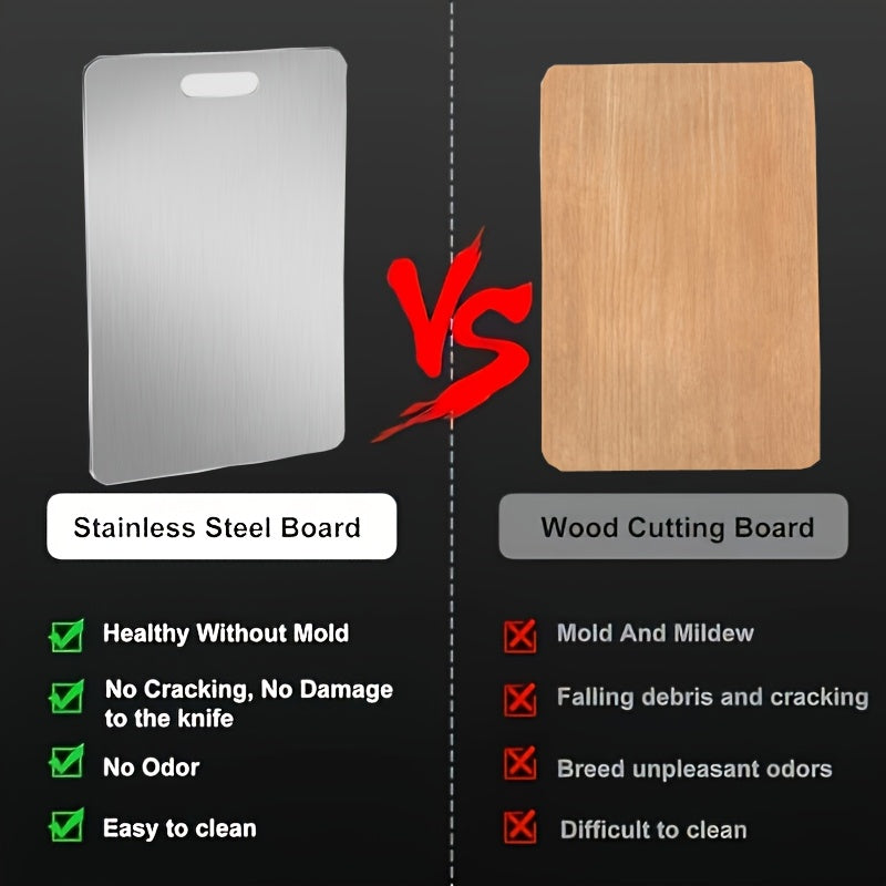 Premium Stainless Steel Cutting Board Dual-Sided Food-Grade Durable Kitchen Chopping Block