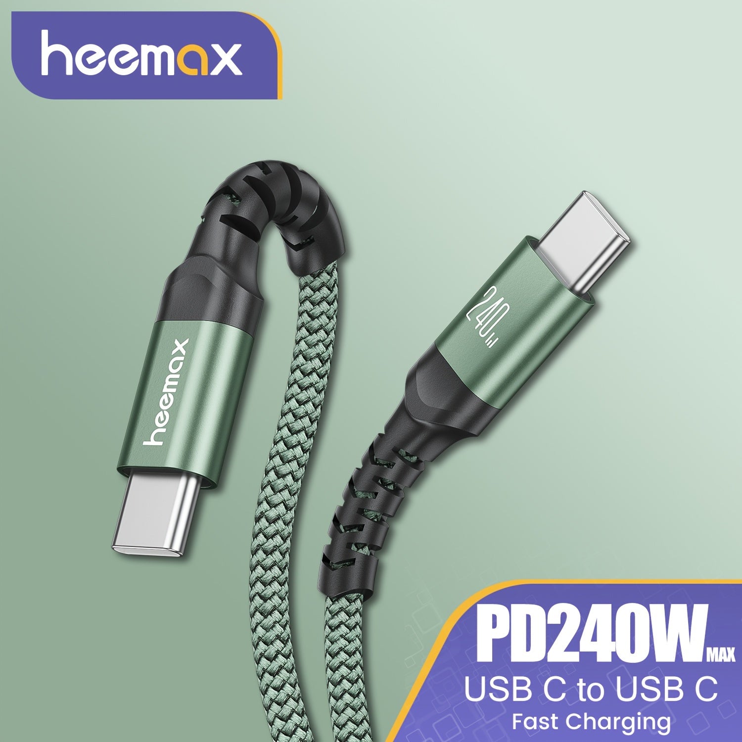 240W Nylon Flat USB-C to USB-C Fast Charging Cable with Matte Finish for iPhone Samsung Xiaomi OnePlus Pixel