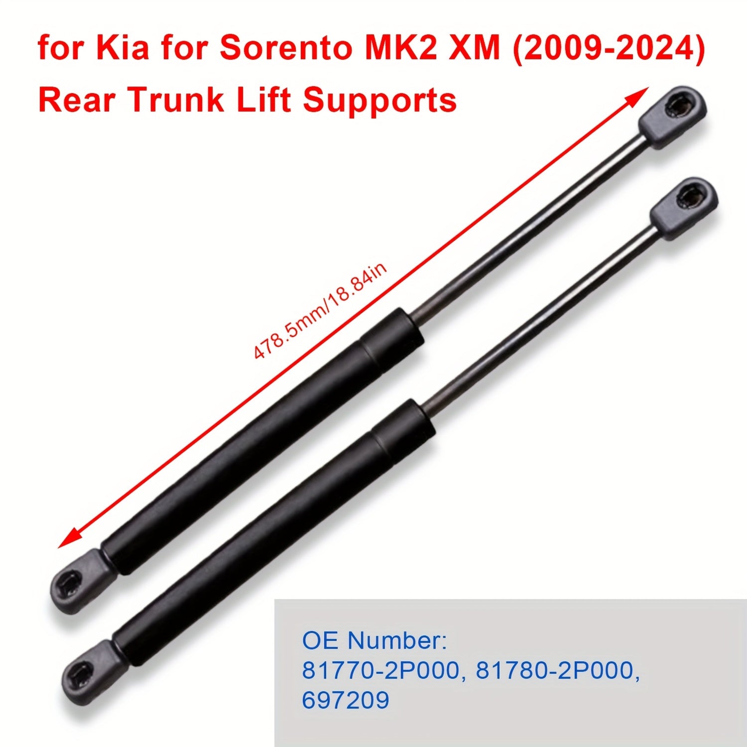 2 Pcs Metal Gas Springs For Kia Sorento Rear Trunk Lift Supports