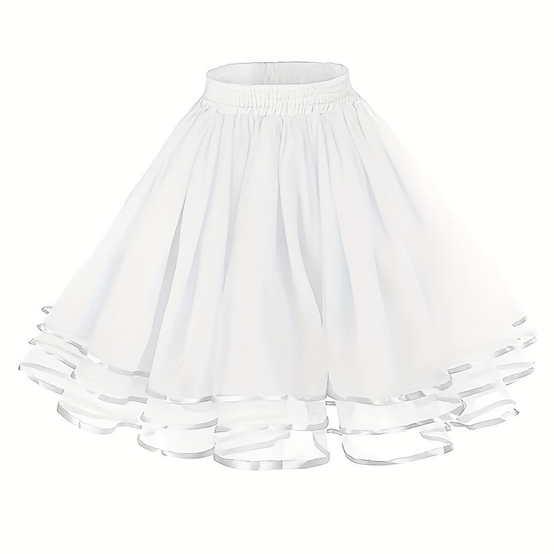 Ayollar uchun Tulle yubkasi, 3-qavatli ruffle, bir rangli, to'ylar va kundalik kiyimlar uchun