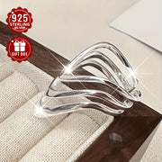 Women's Sterling Silver Wide Face Ring Adjustable Multi-Layer Open Jewelry for Party Wear