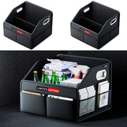 Black PU Leather Car Trunk Organizer Foldable Storage Box with Handles