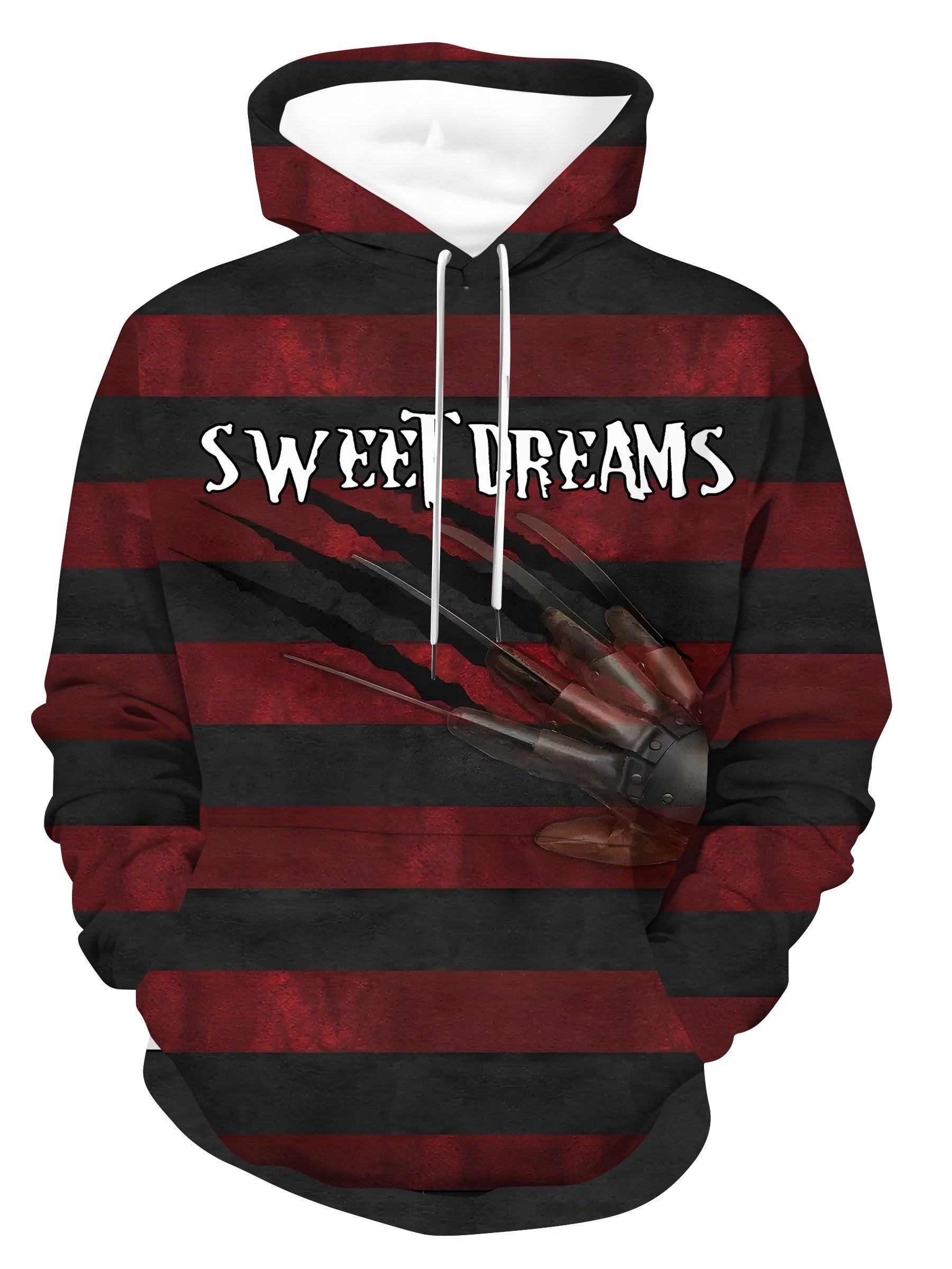 Plus Size Men's Hoodie with 3D Letter Sweet Dreams and Stripe Pattern