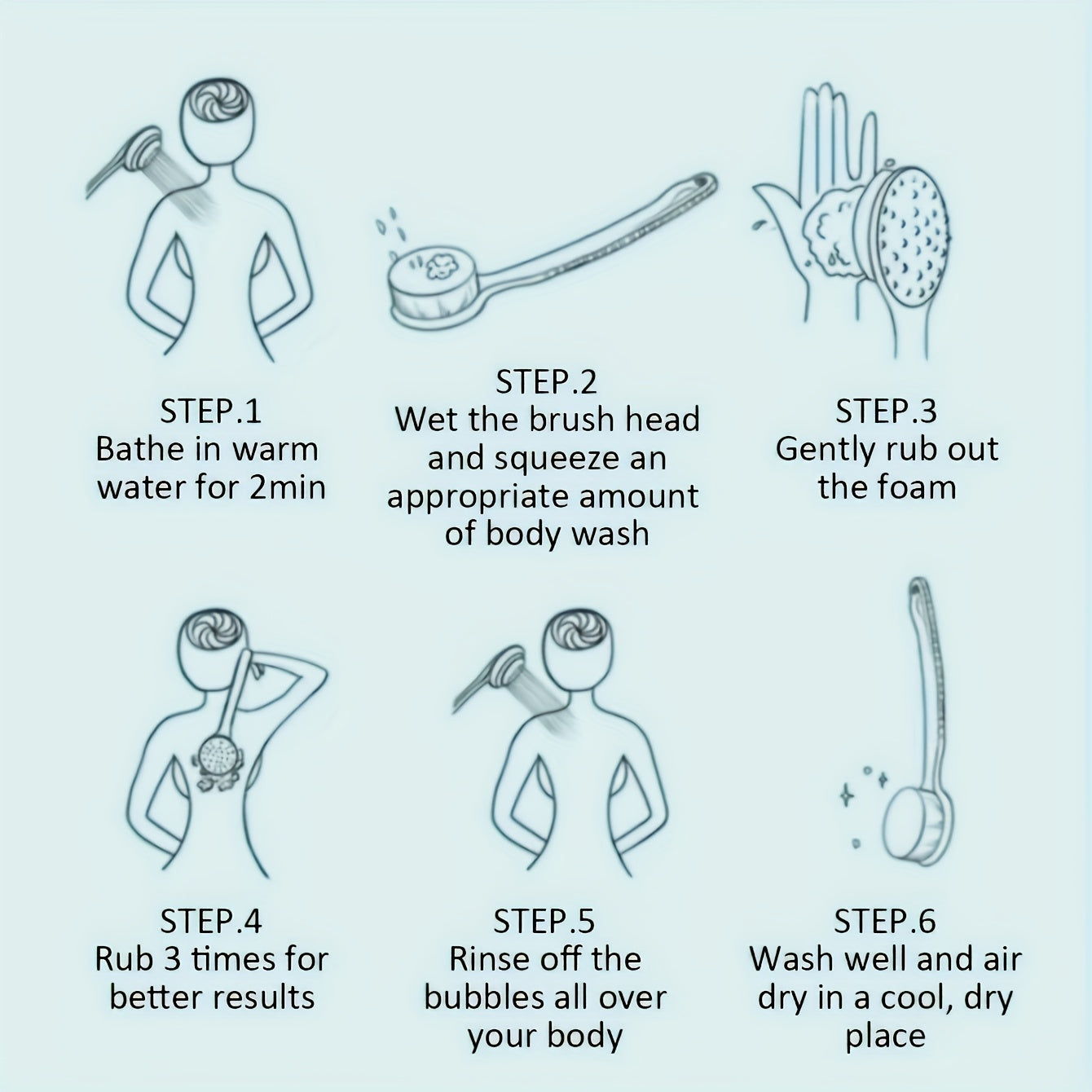 Soft Loofah Body Brush for Men and Women Exfoliating Shower Brush with Long Handle