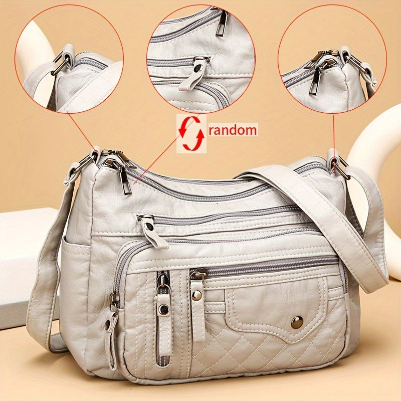 Casual Shoulder Bag with Adjustable Strap Large Capacity Zipper Closure Polyester Lined Crossbody Bag