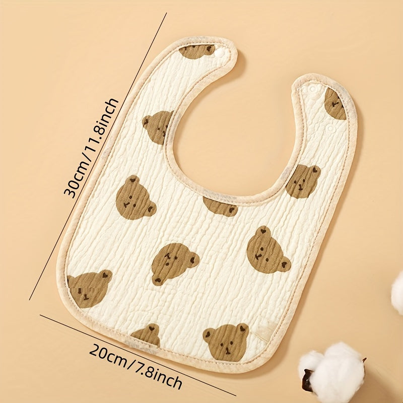Set of 3 Waterproof Breathable Cotton Baby Bibs with Snap Closure and Assorted Patterns